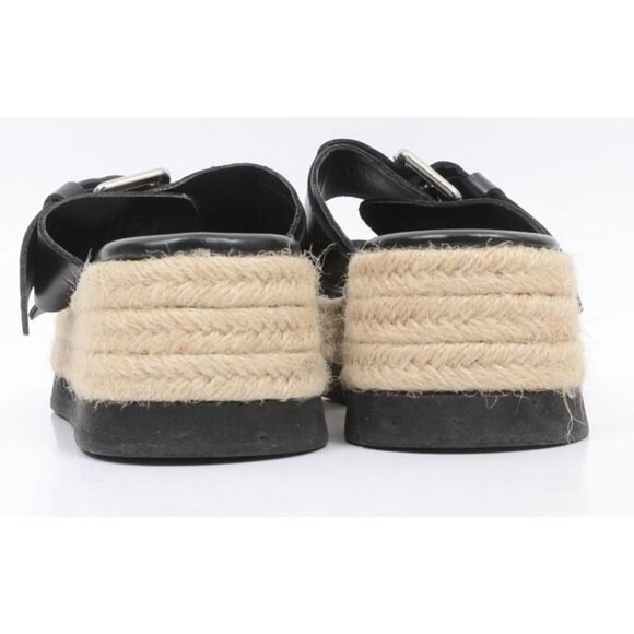 Zara Women's 7.5 Black Vegan Leather Espadrille Platform Sandal Moto Goth - Picture 4 of 9